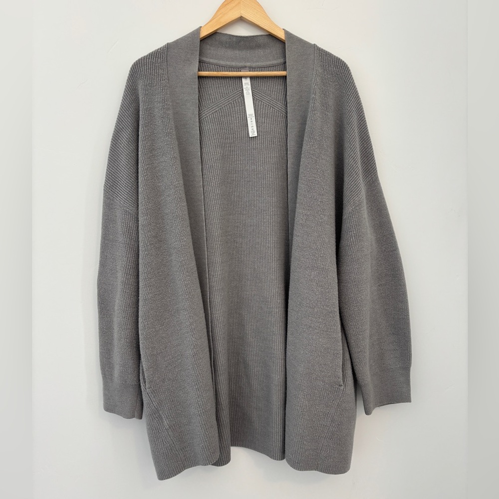 Lululemon Gray Merino Wool Blend Cardigan, Size 14